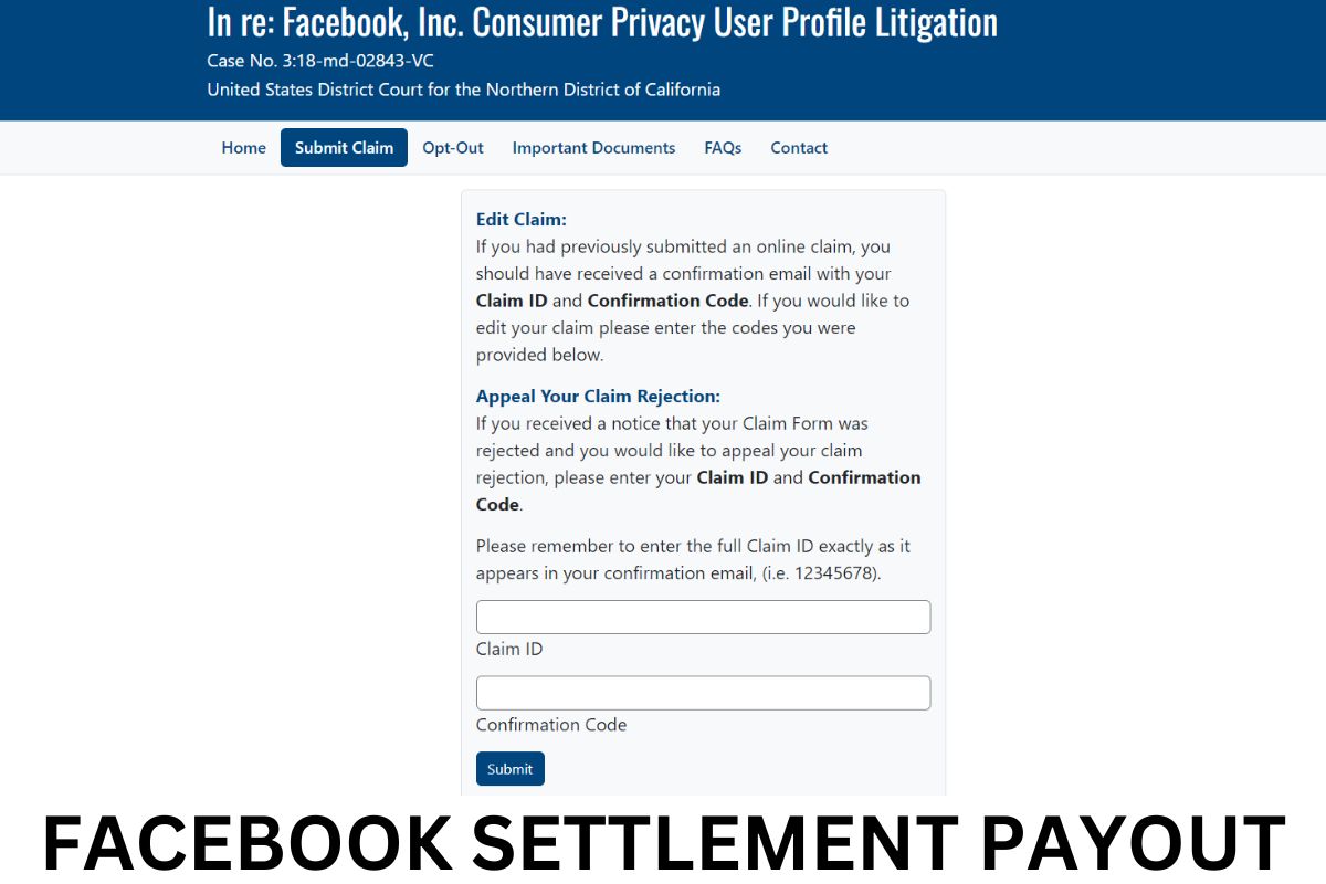 Facebook Settlement Payout Payment Date, FB Claim Status